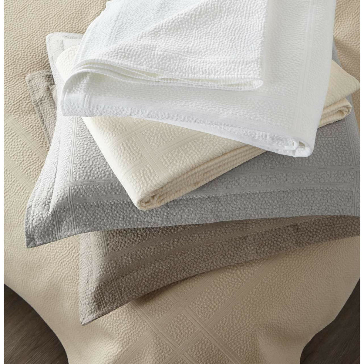Peacock Alley Montauk Coverlets and Shams Stack 1 Fine Linens