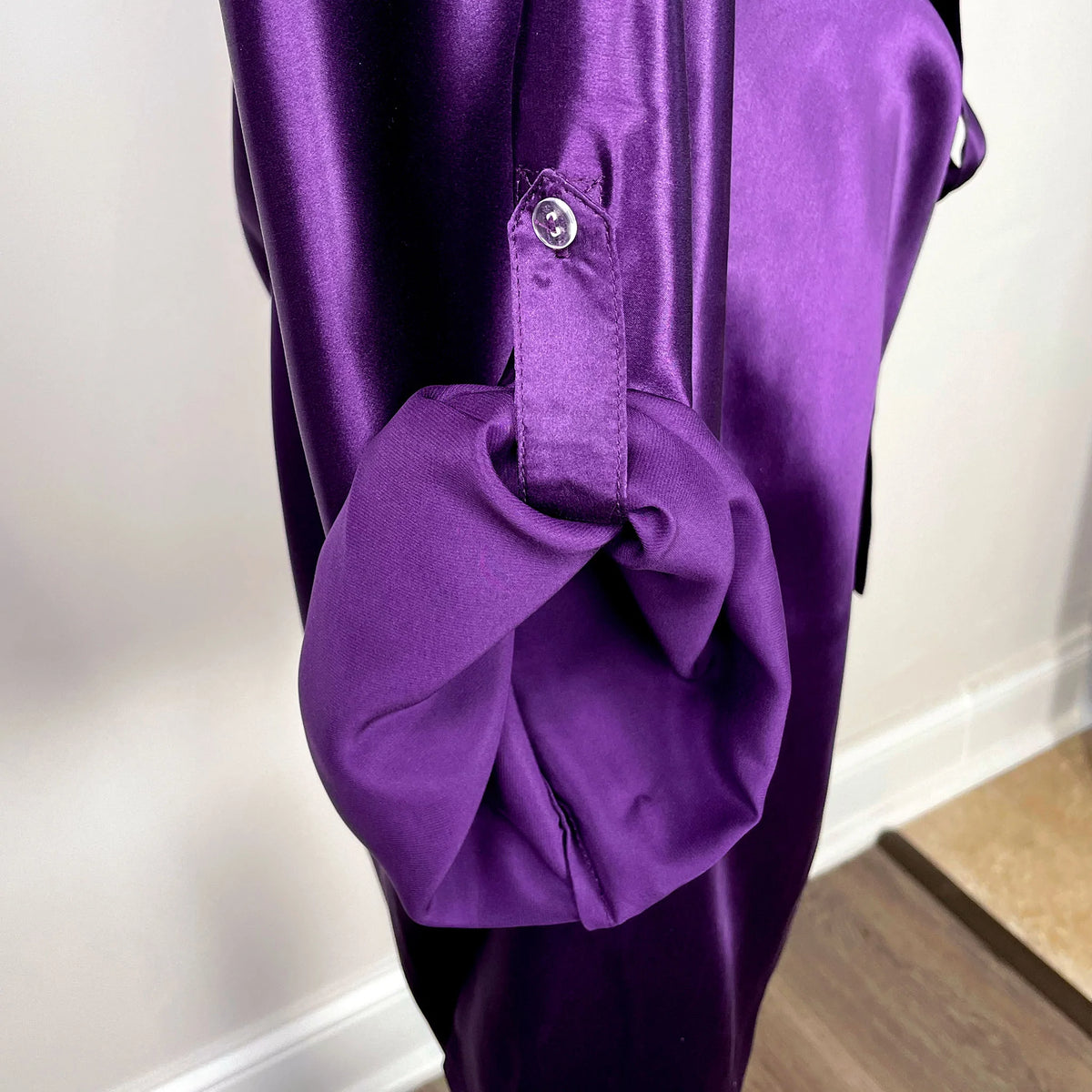 Mulberry Park Silks 100% Pure Silk Robe Sleeve Plum Fine Linens