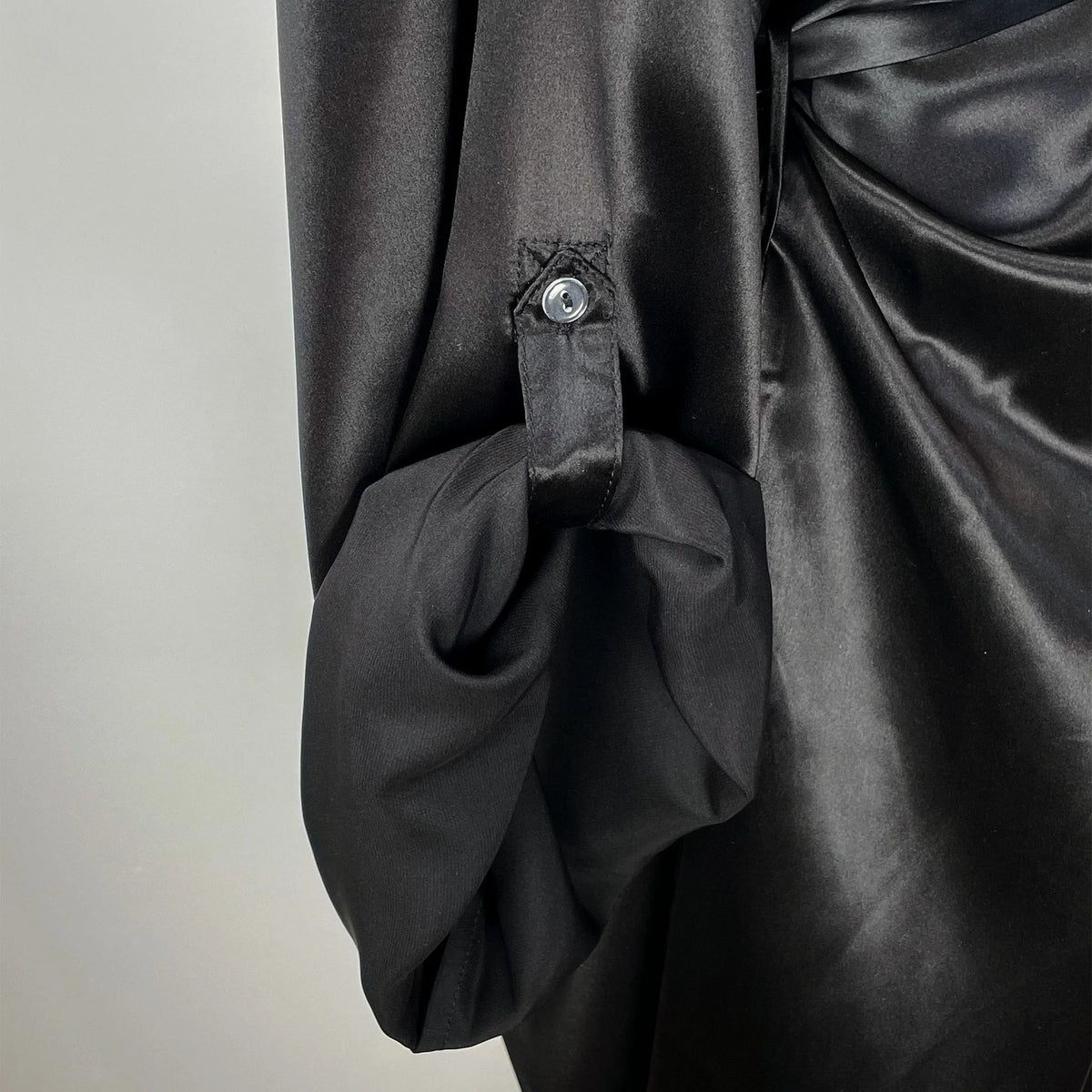 Mulberry Park Silks 100% Pure Silk Robe Sleeve Black Fine Linens