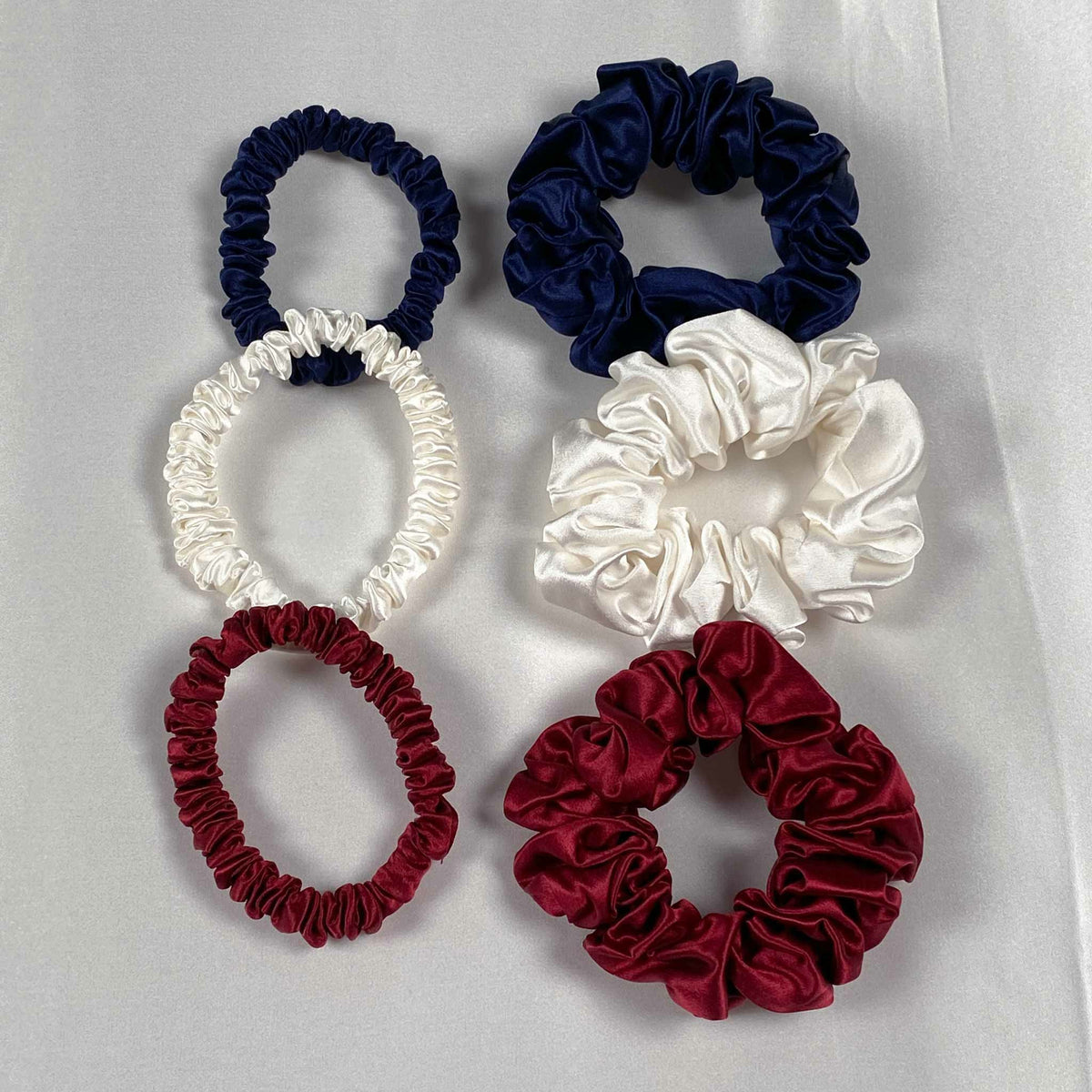 Ruby Red/Bright White/Navy Blue Scrunchies