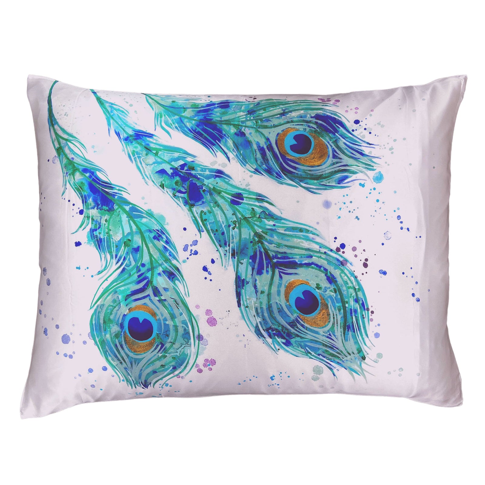 Mulberry Park Silks Peacock Feathers Silk Pillowcase