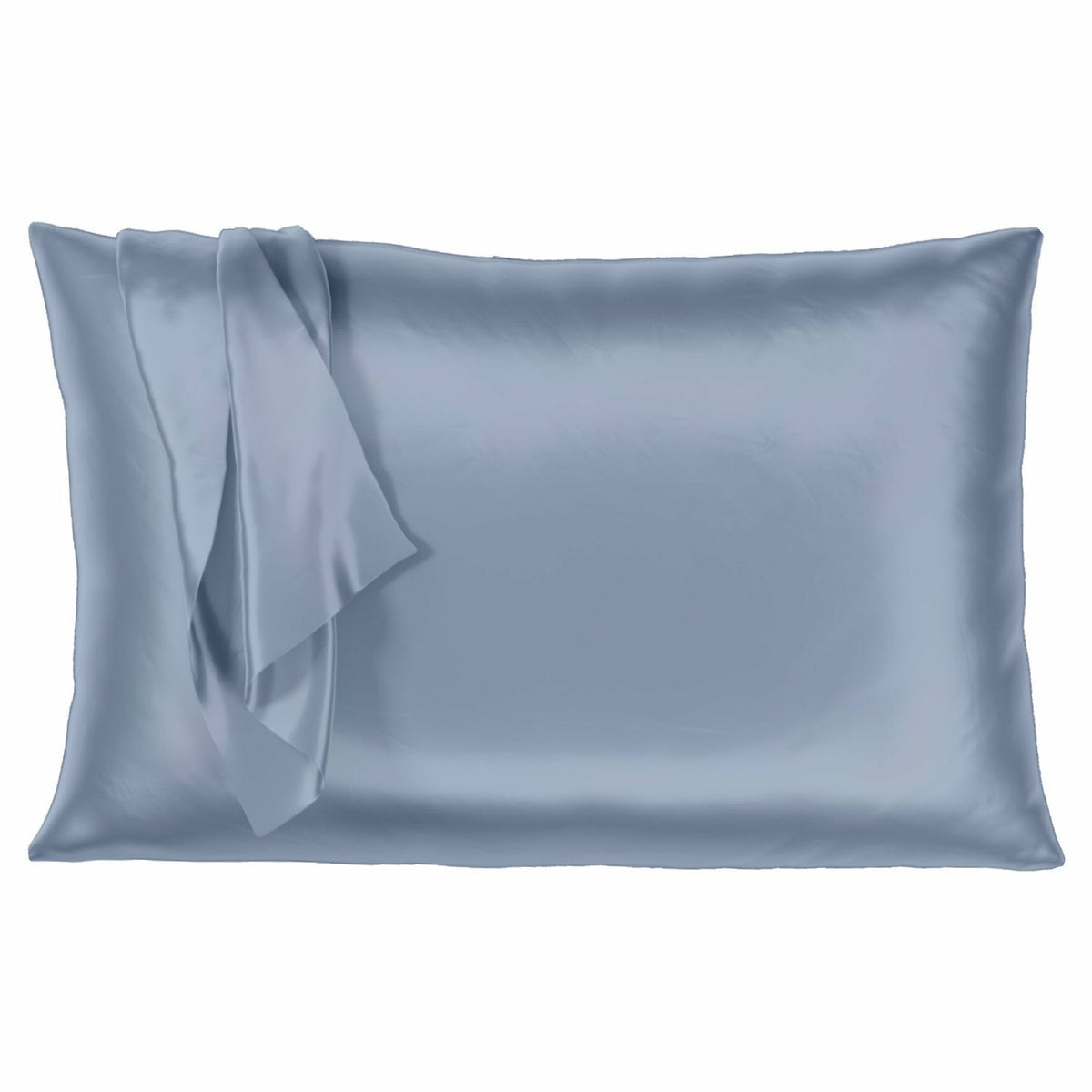 Mulberry Park Silks Deluxe 22 Momme Pure Silk Pillowcase Steel Blue Fine Linens