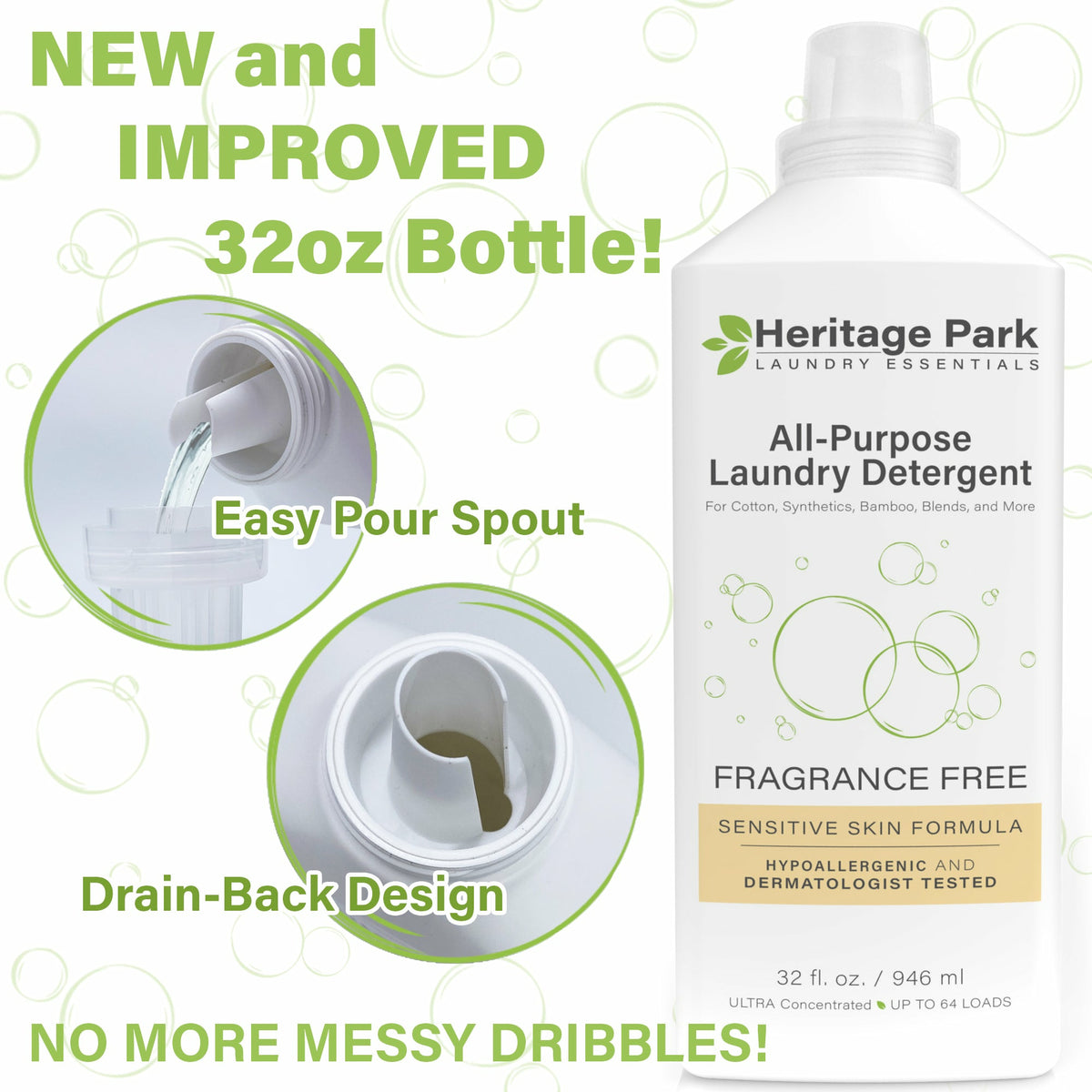 Heritage Park Luxury All Purpose Laundry Detergent - Fragrance Free