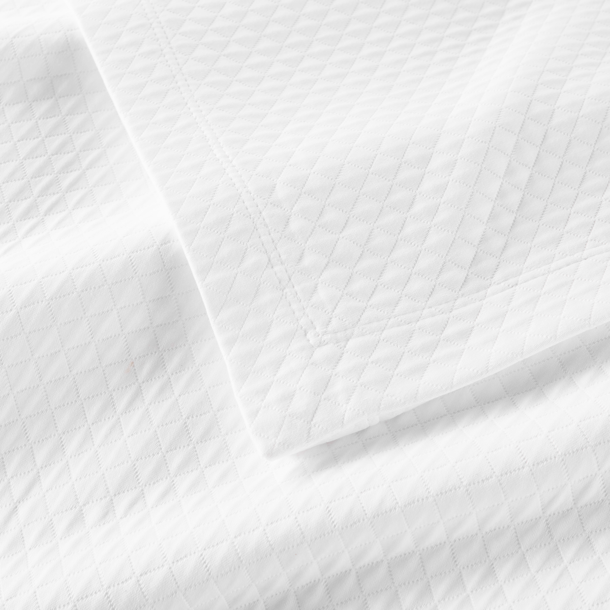 Fabric Closeup of Peacock Alley Oxford Matelassé Coverlets &amp; Shams White