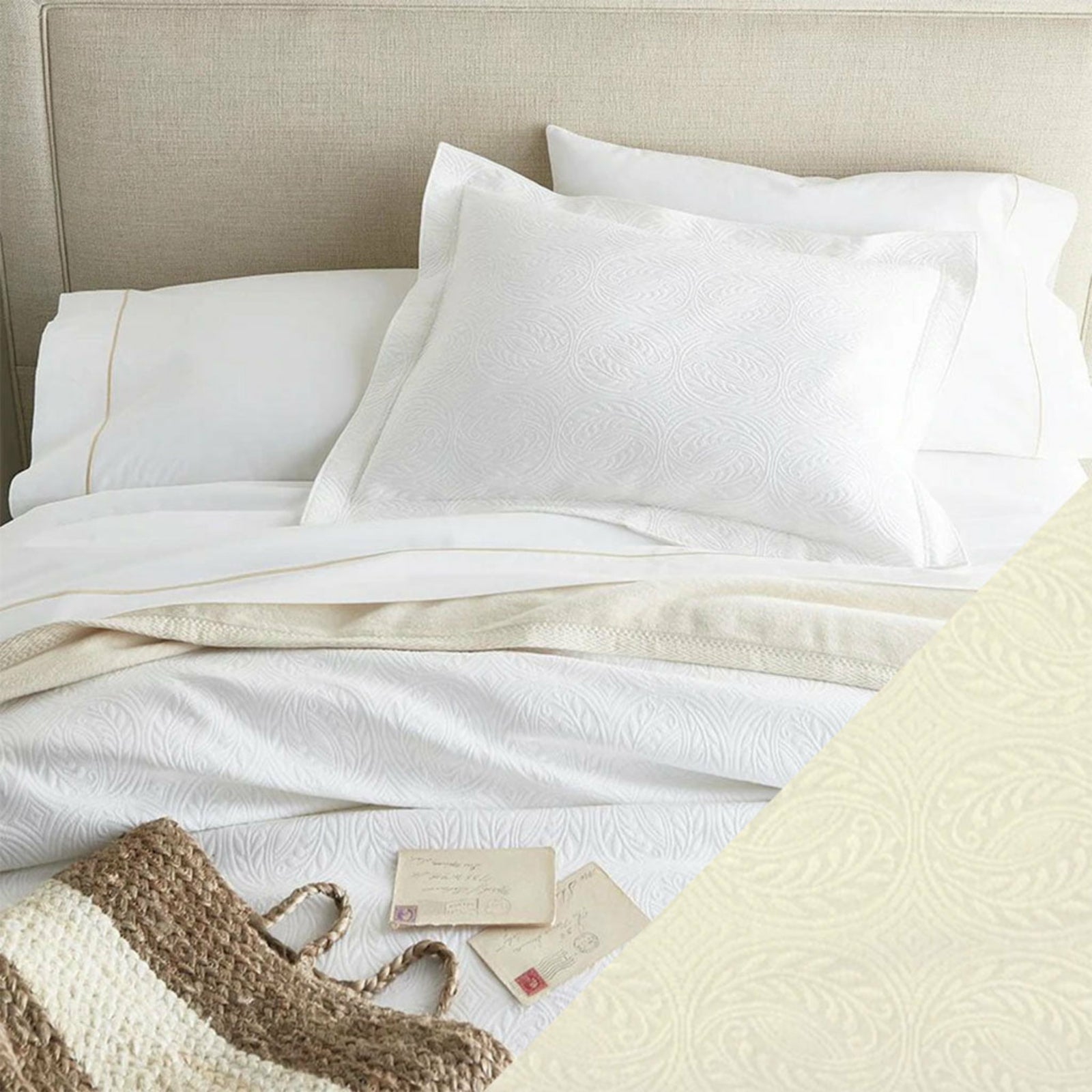 Peacock Alley Vienna Matelasse Bedding Main Ivory Fine Linens