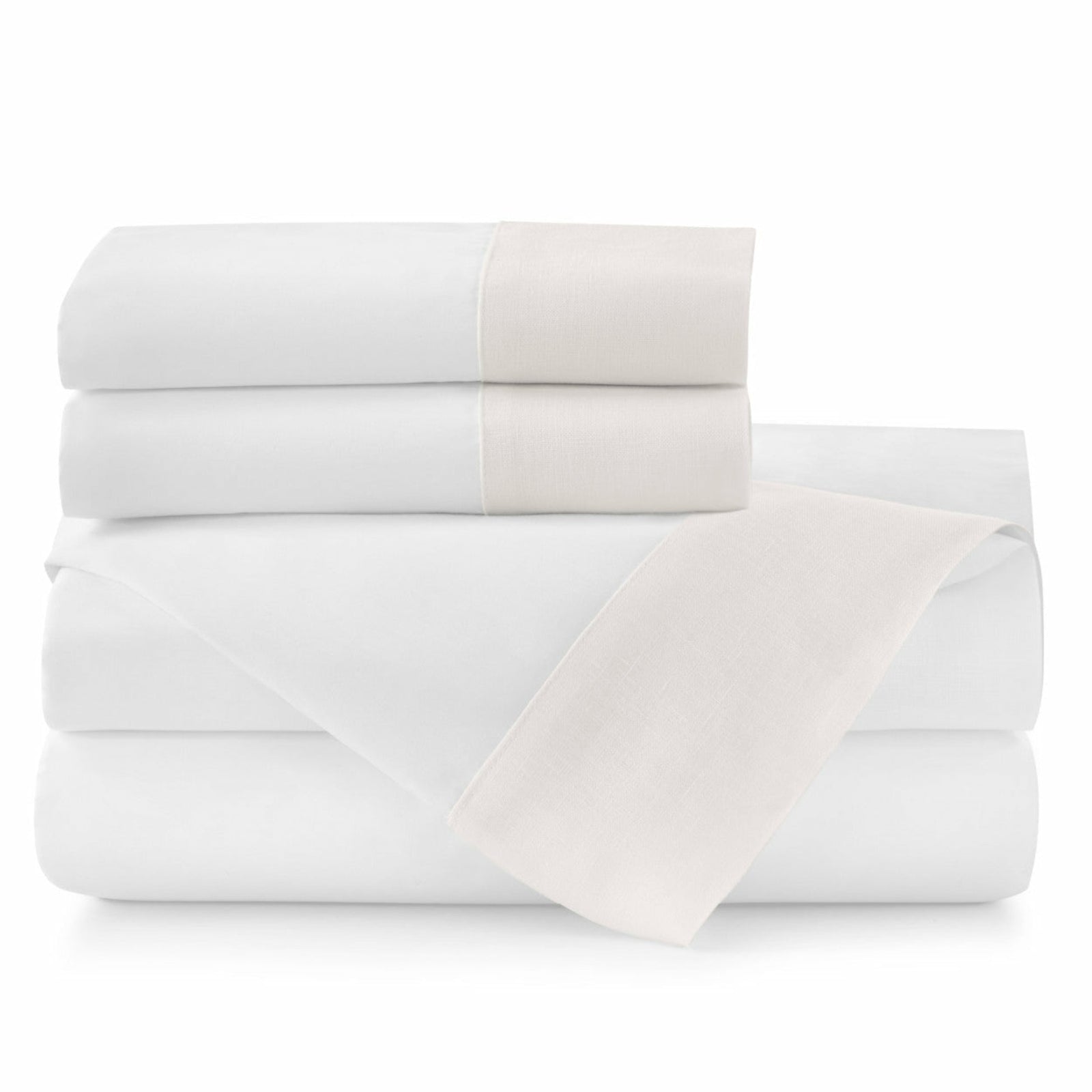 Peacock Alley Mandalay Linen Cuff Bedding Sheet Set Pearl Fine Linens