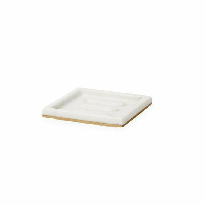 Pietra Marble Soap Dish Side - White-Gold