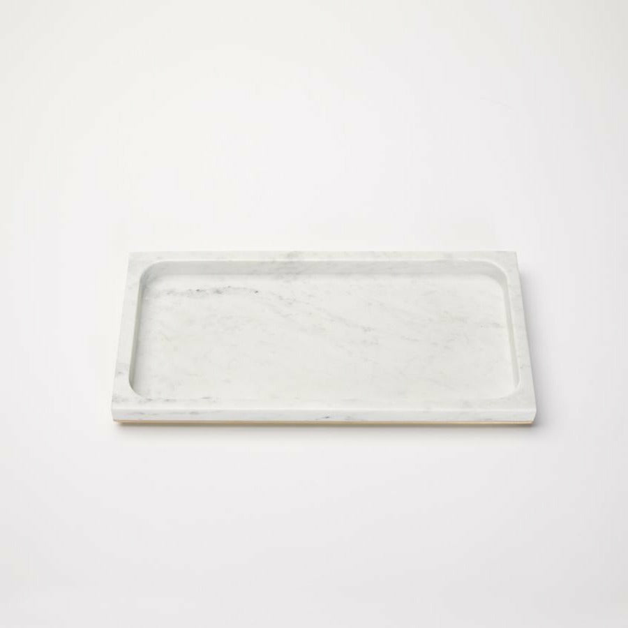 Pietra Marble Storage Tray - White-Gold