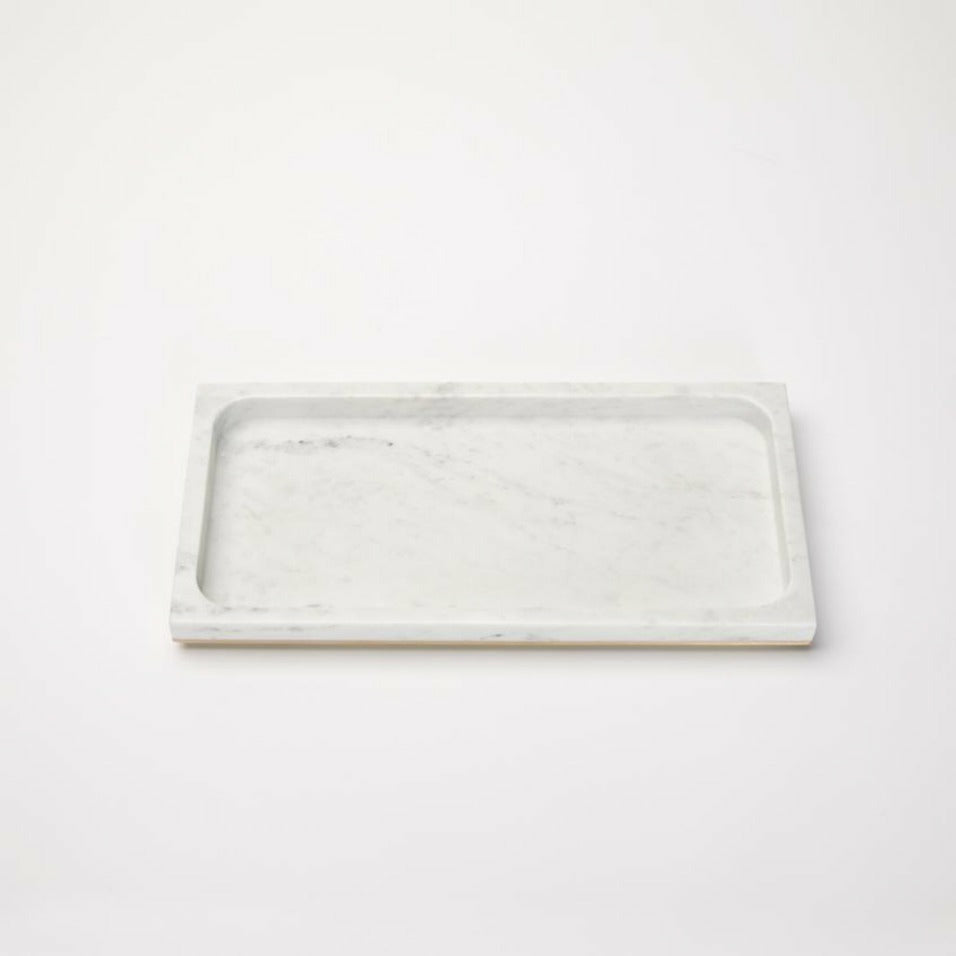 Pietra Marble Storage Tray - White-Silver