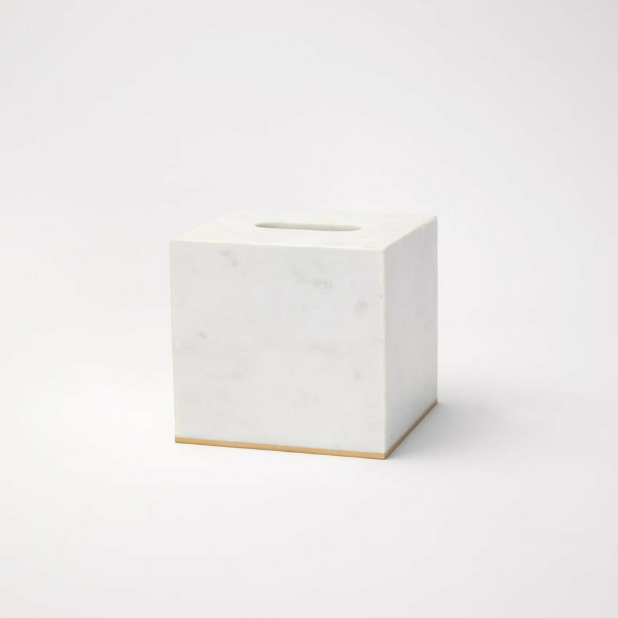 Pietra Marble Tissue Holder - White-Gold