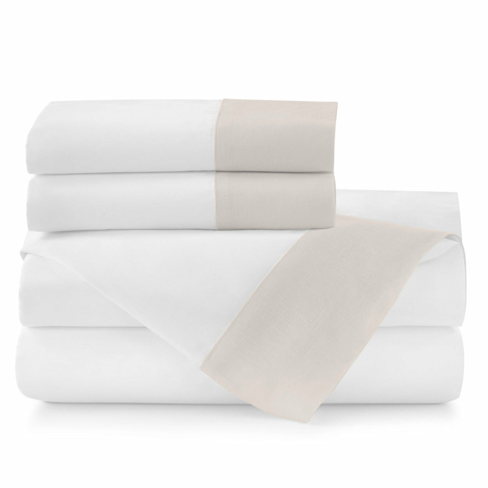 Peacock Alley Mandalay Linen Cuff Bedding Sheet Set Platinum Fine Linens