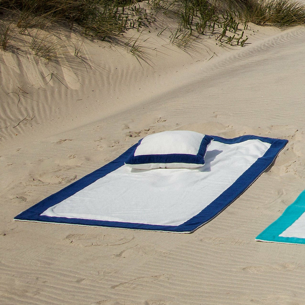 Abyss Portofino Beach Towels and Pillows On Sand Cadette Blue (332) Fine Linens