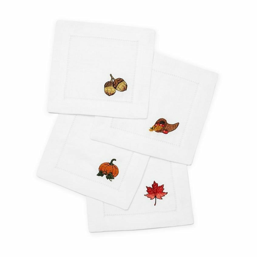 Sferra Autunno Embroidered Cocktail Napkins Fine Linens