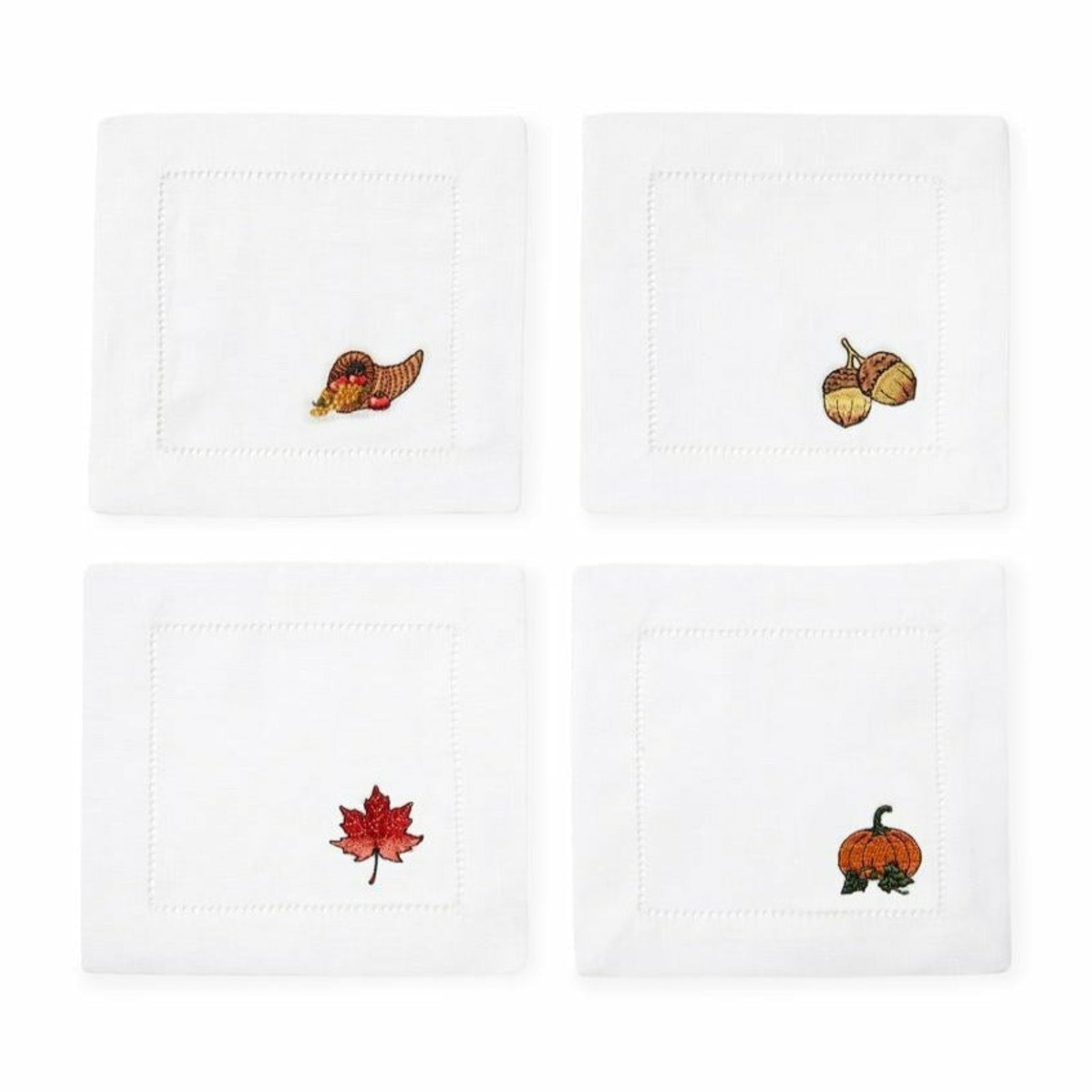 Sferra Autunno Embroidered Cocktail Napkins Fine Linens