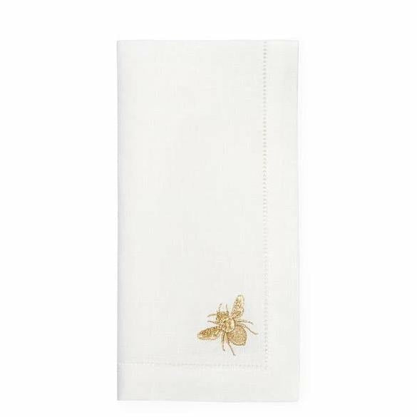 Sferra Bombo Dinner Napkins White Gold Silo Fine Linens