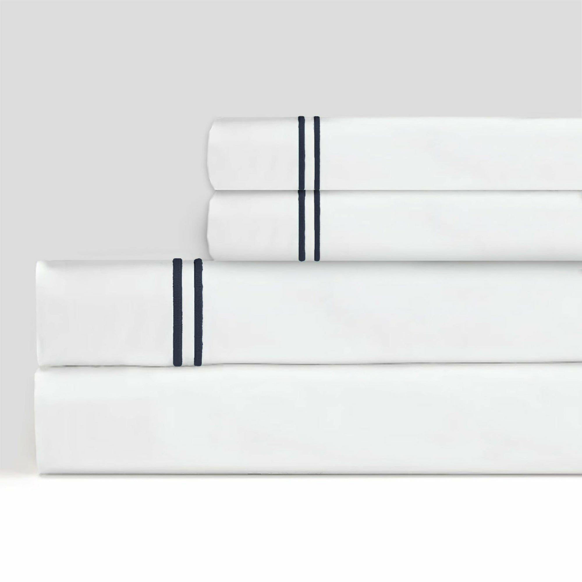 Sferra Grande Hotel Sheet Sets White/Black Fine Linens