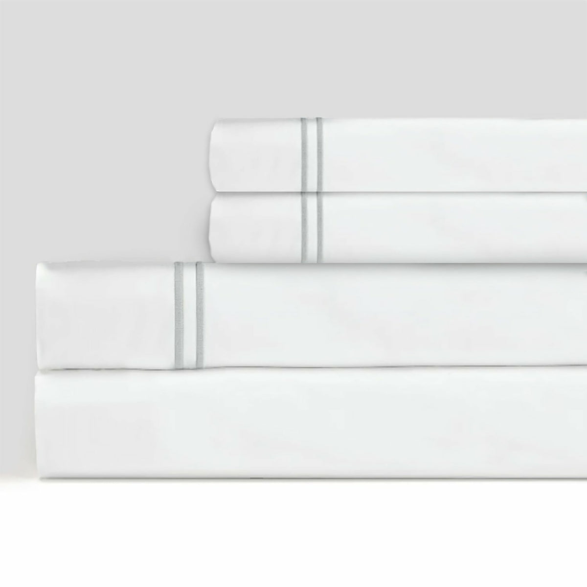 Sferra Grande Hotel Sheet Sets White/Silver Main Fine Linens