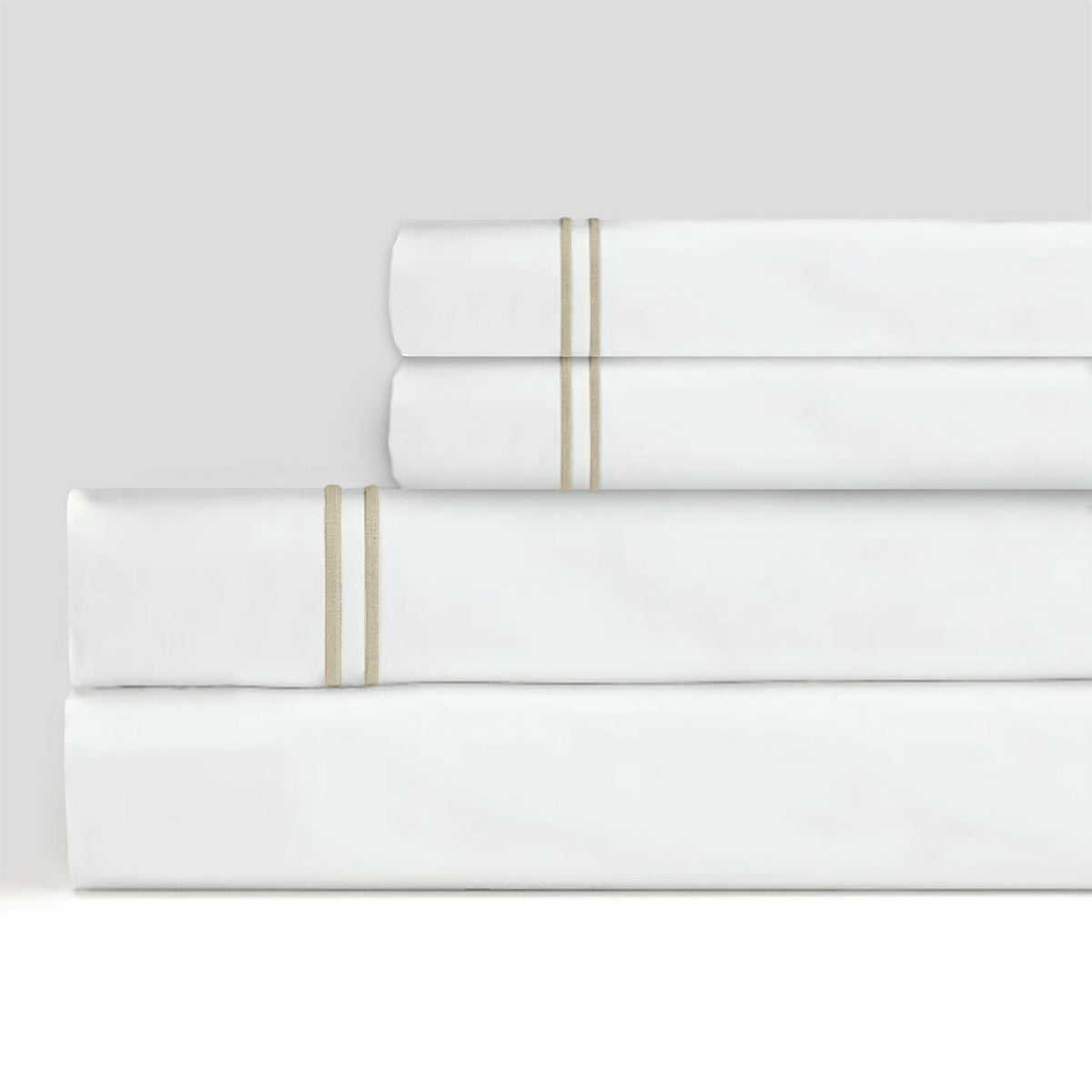 Sferra Grande Hotel Sheet Sets White/Taupe Main Fine Linens