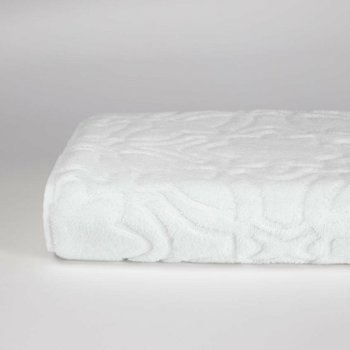Sferra Moresco Bath Towels White Folded Fine Linens