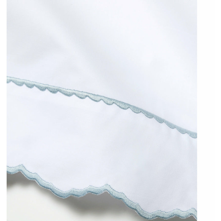 Sferra Pettine Standard Sham Collection White/Sky Fine Linens