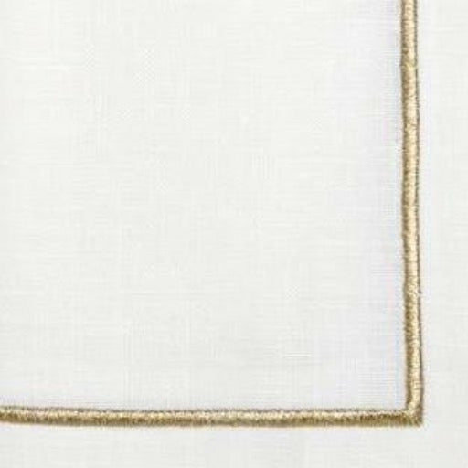 Sferra Seaton Dinner Napkins Swatch White/Gold Fine Linens