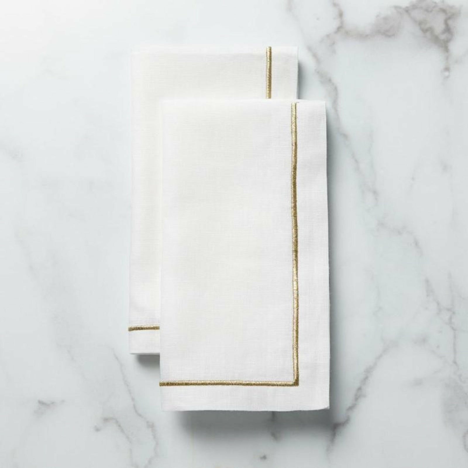 Sferra Seaton Dinner Napkins White/Gold Fine Linens