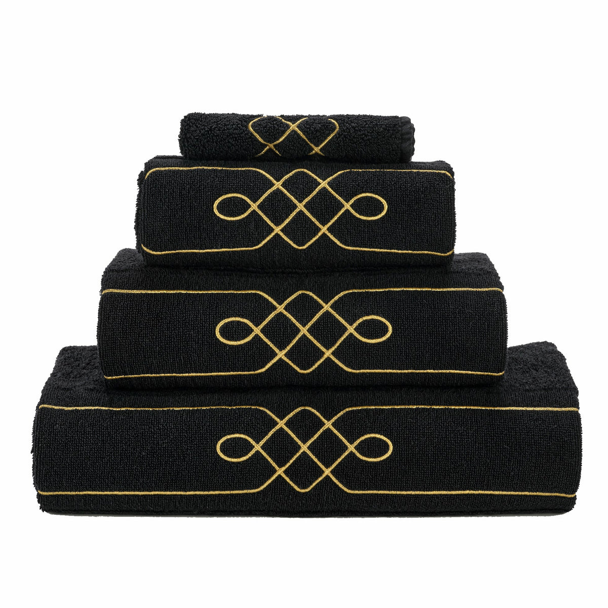 Abyss Spencer Bath Towel Stack Black/Gold (998) Fine Linens