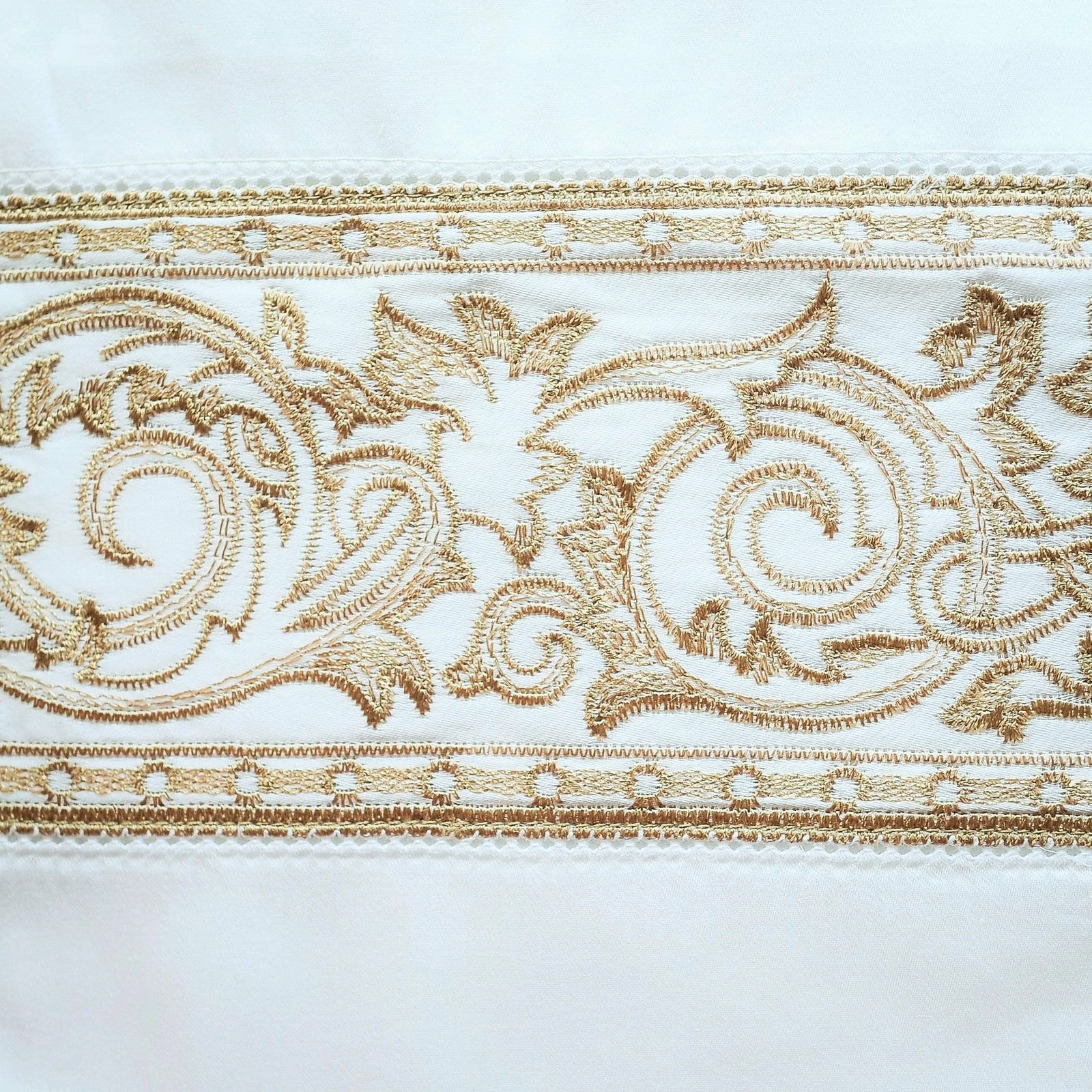 Home Treasures Paris Bedding  White Olive Gold Fine Linens