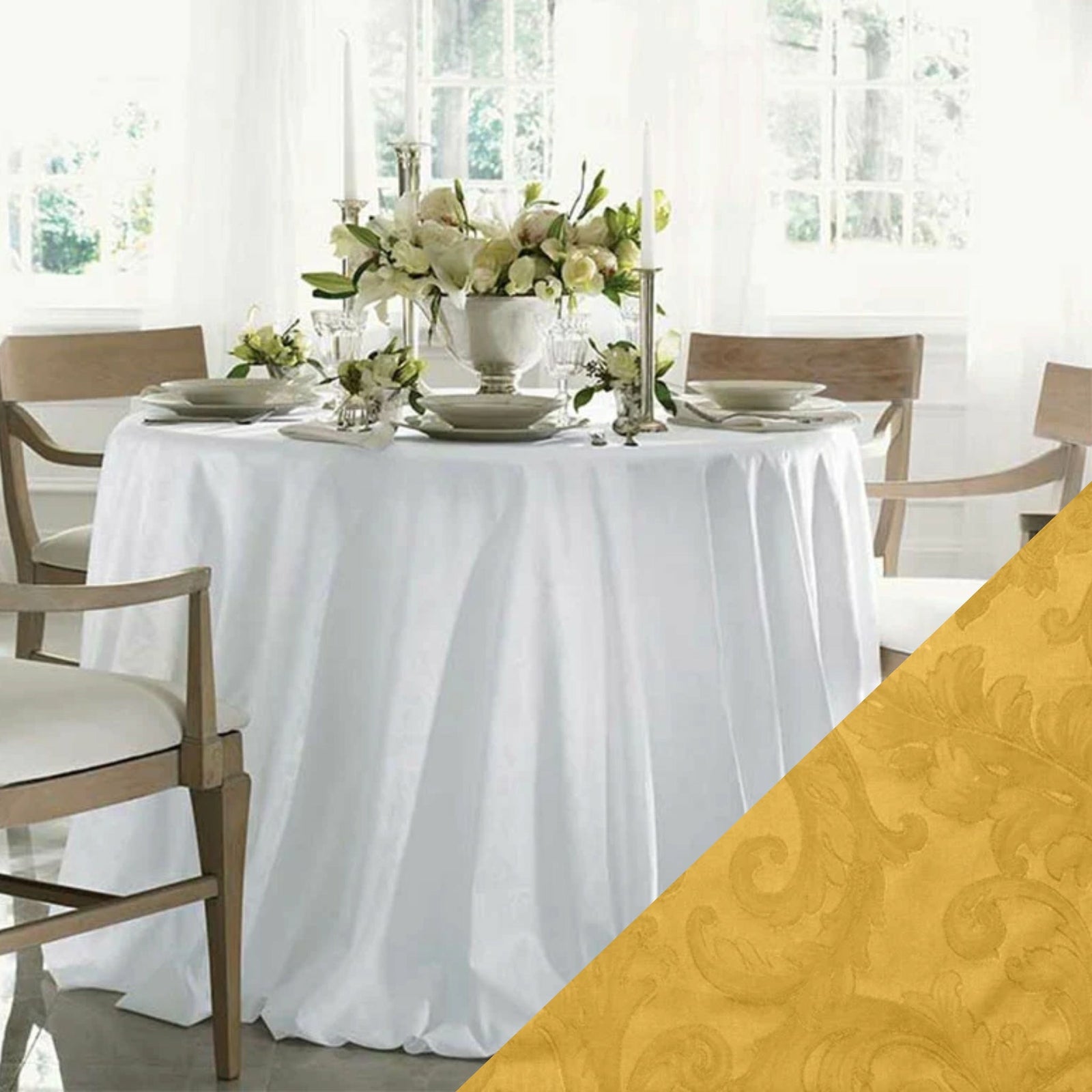 Sferra Acanthus Table Gold Fine Linens