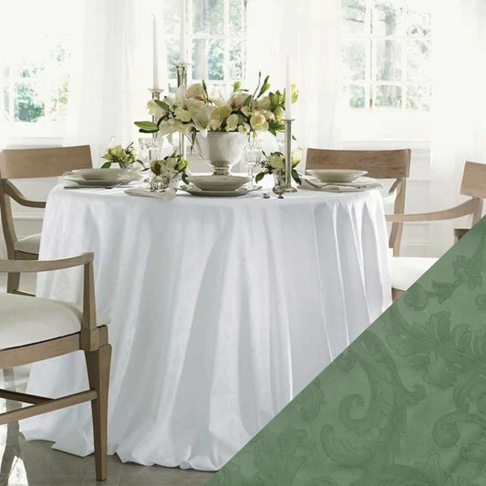 Sferra Acanthus Table Linens Sage Fine Linens