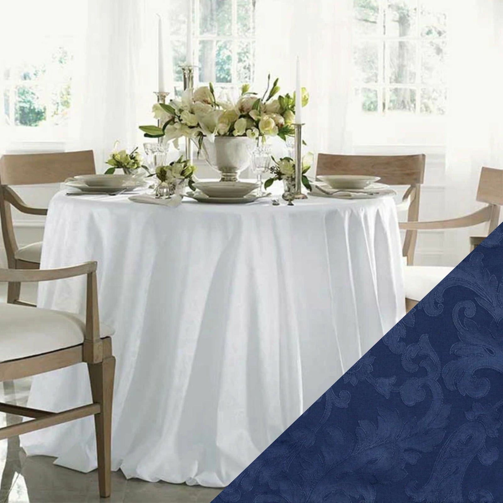 Sferra Acanthus Table Linens Sapphire Fine Linens