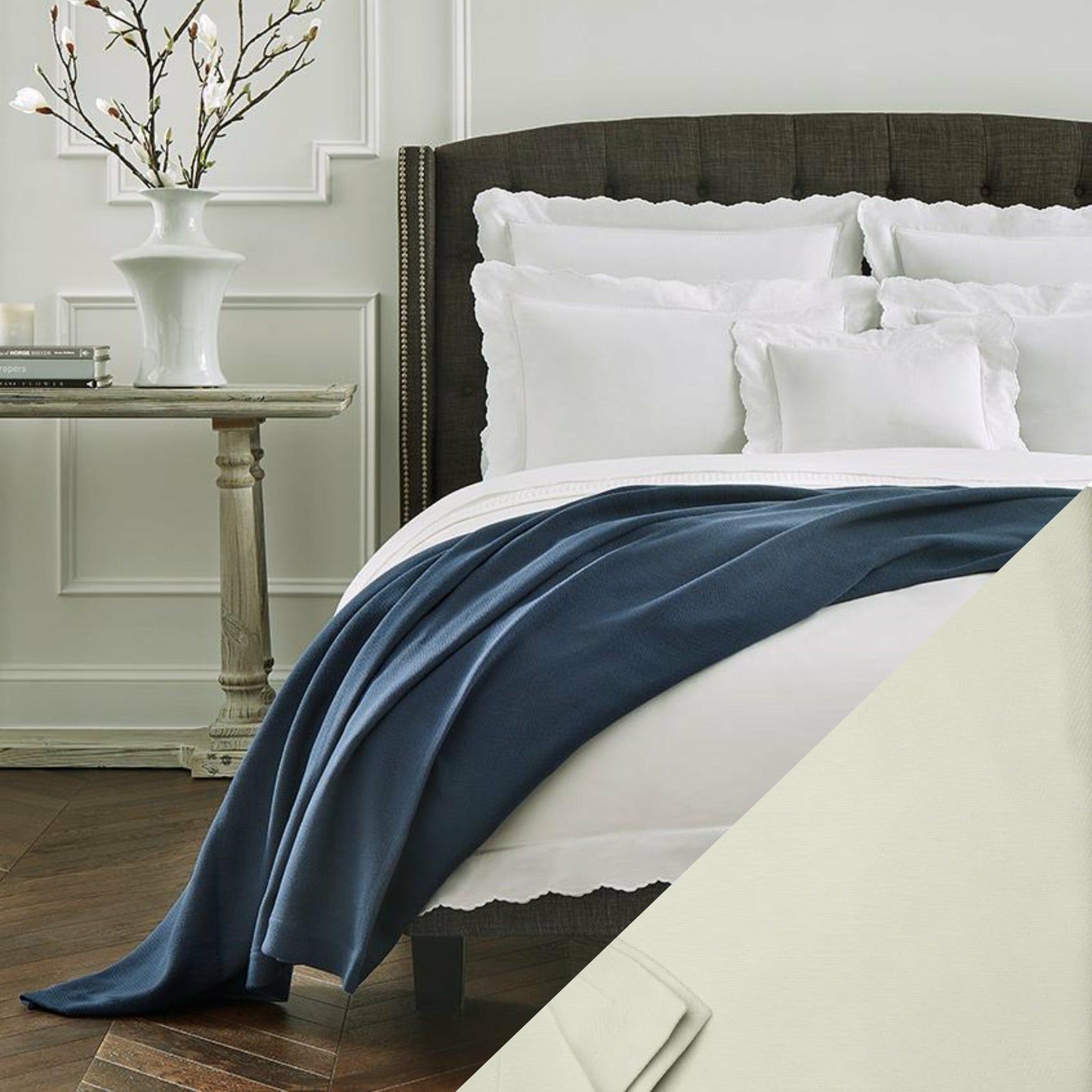 Sferra Allegra Blanket Lifestyle Main Aloe Fine Linens