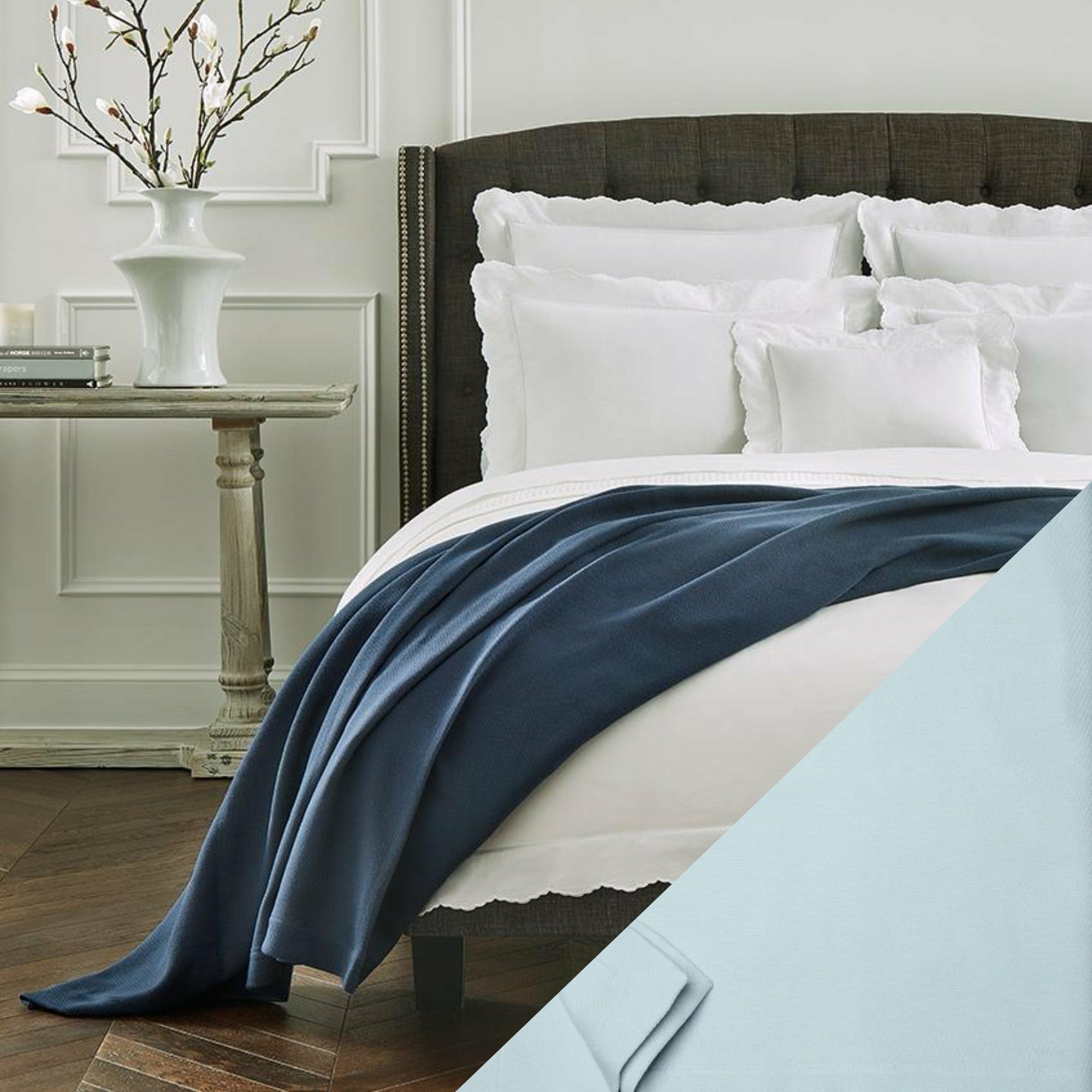 Sferra Allegra Blanket Main Aquamarine Fine Linens