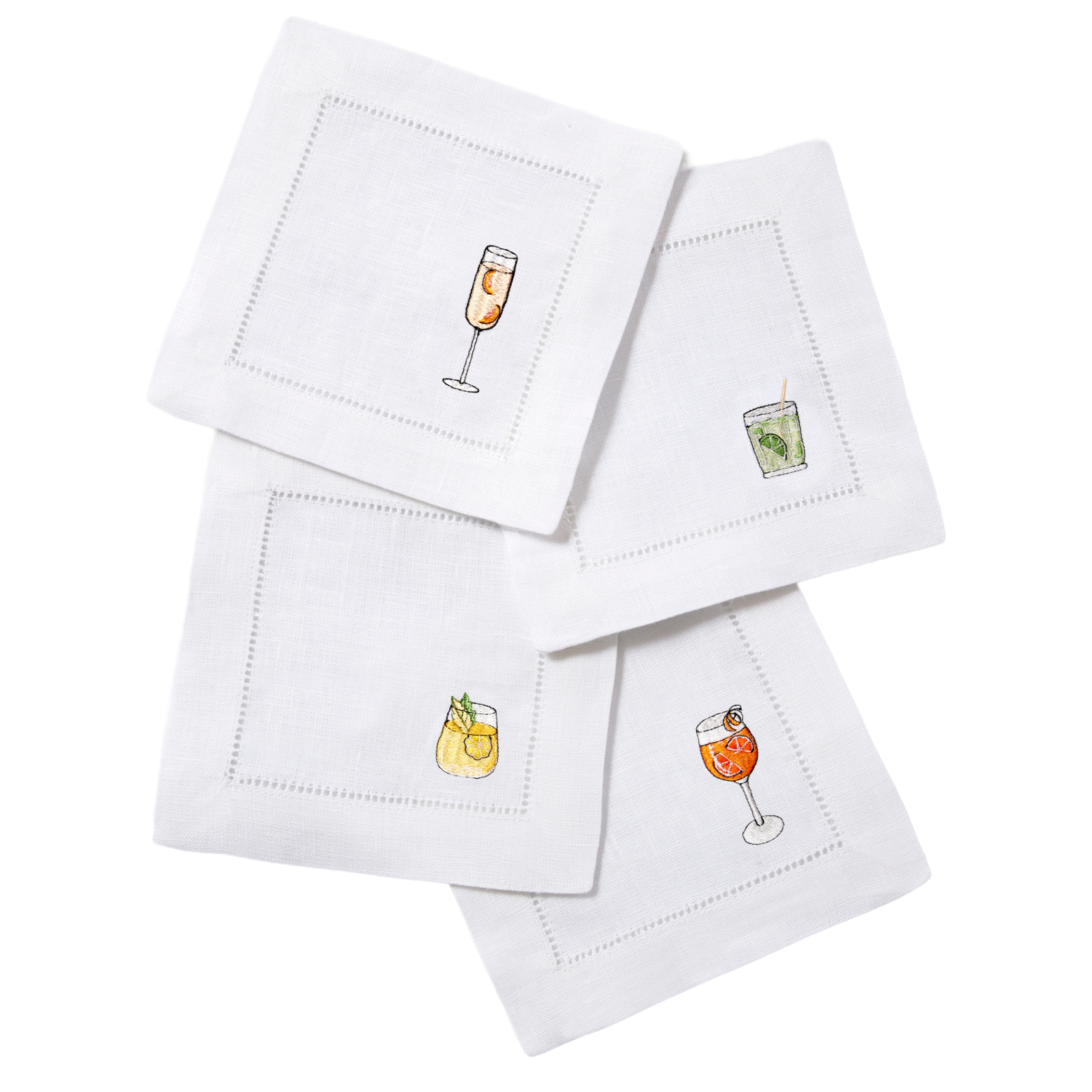 Set of Four Sferra Aperitivo Embroidered Cocktail Napkins