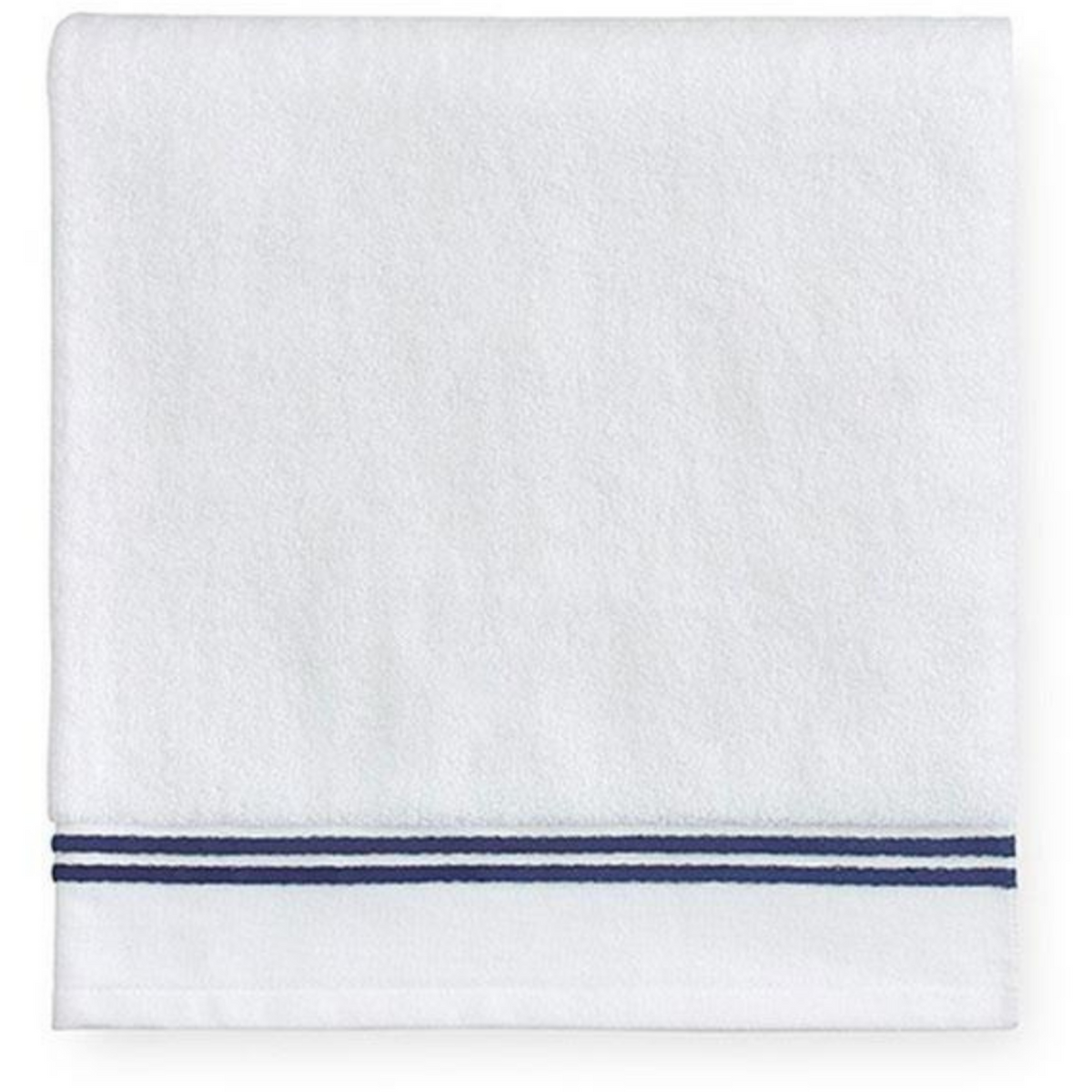 Sferra Aura Bath Towels Main White/Dark Blue Fine Linens