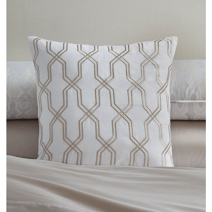 Sferra Borsari Decorative Pillow Lifestyle White Oat