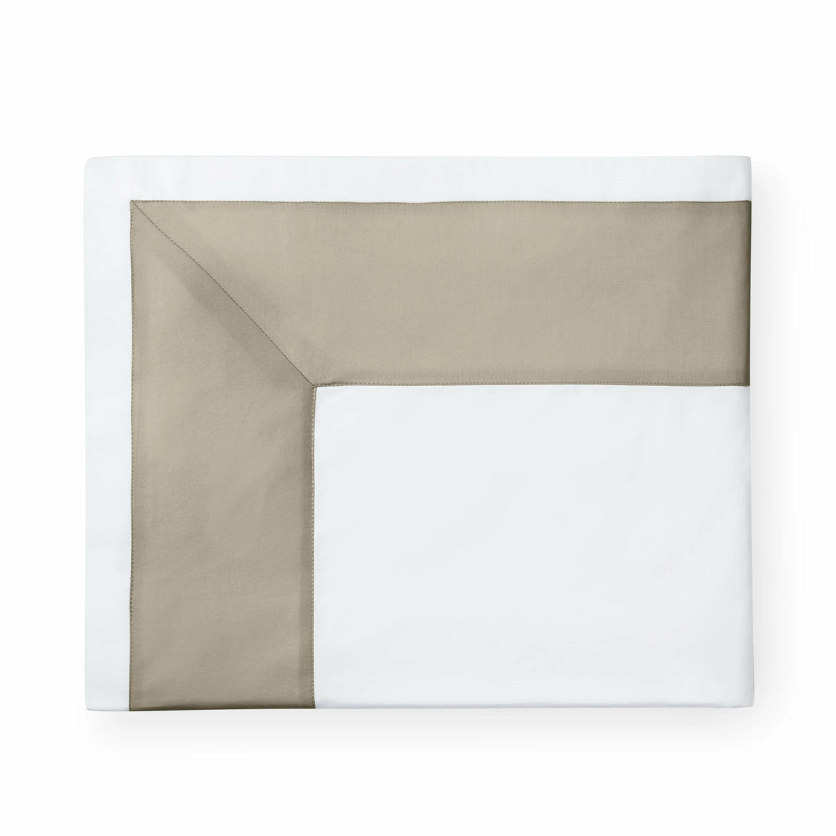 Sferra Casida Bedding Flat Sheet White/Oat Fine Linens