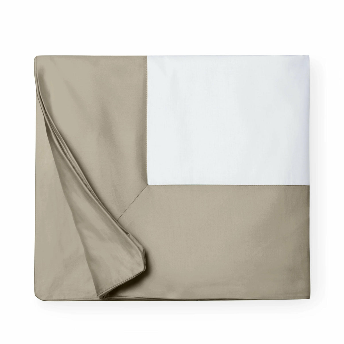 Sferra Casida Bedding Duvet Cover White/Oat Fine Linens