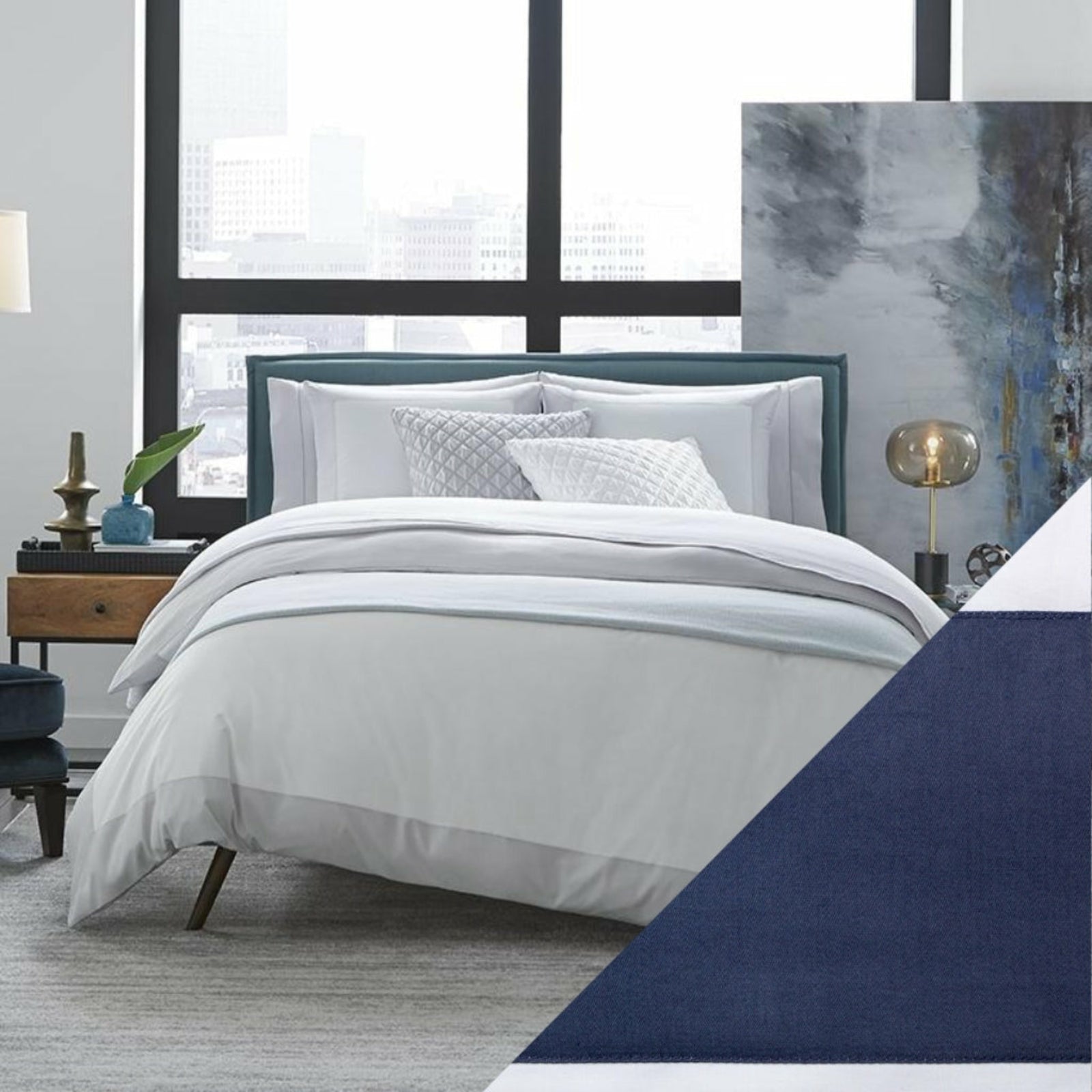 Sferra Casida Bedding White/Delft Fine Linens