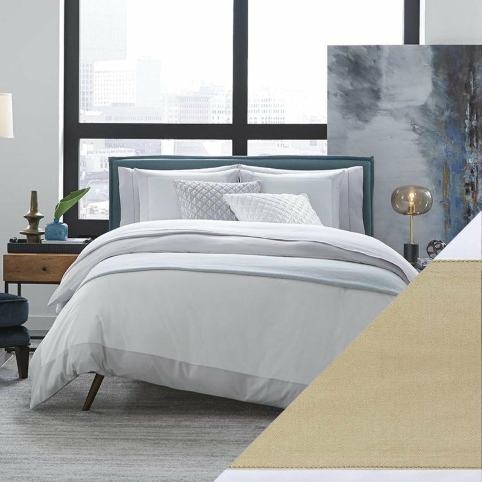 Sferra Casida Bedding White/Oat Fine Linens