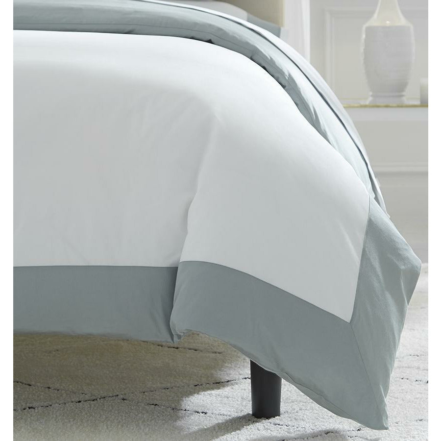 Sferra Casida Bedding White Seagreen Duvet Cover Corner Fine Linens