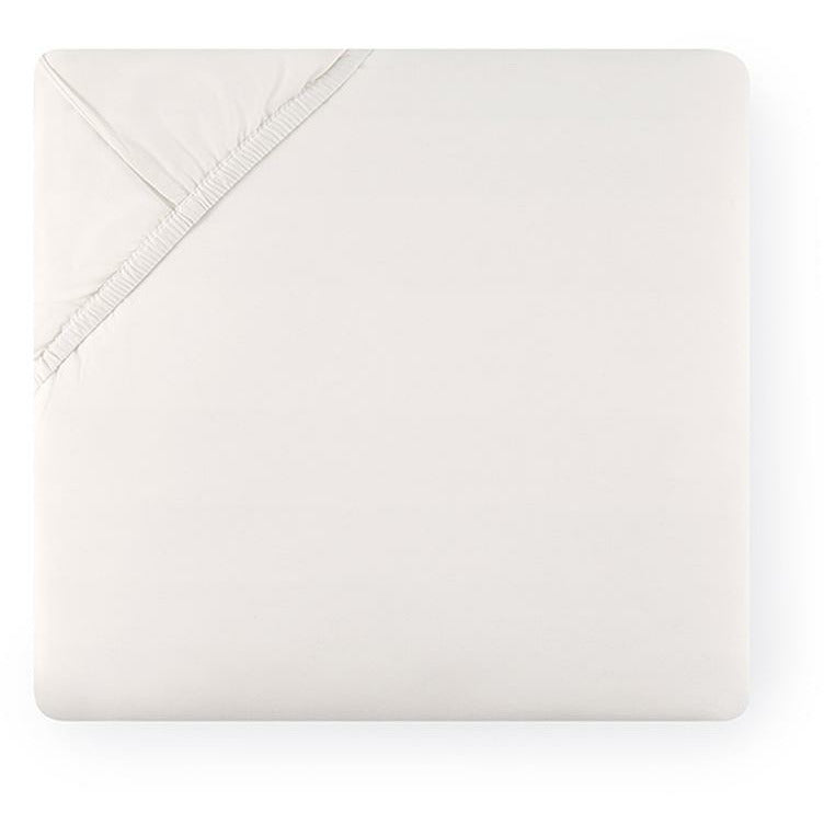 Sferra Celeste Percale Bed Bottom Fitted Sheet Ivory Fine Linens