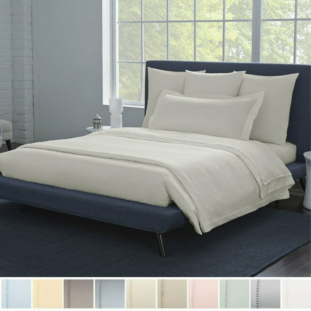 Sferra Celeste Percale Bed Main Swatches Ivory Fine Linens 