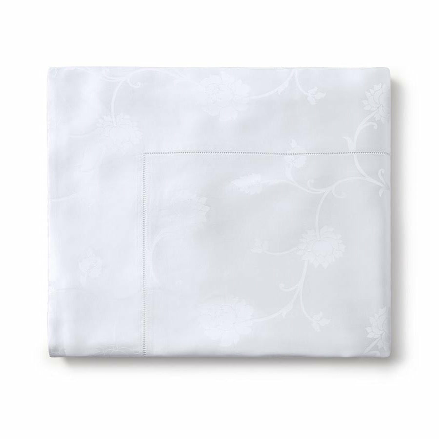 Folded Flat Sheet of Sferra Giza 45 Jacquard Bedding in White Color