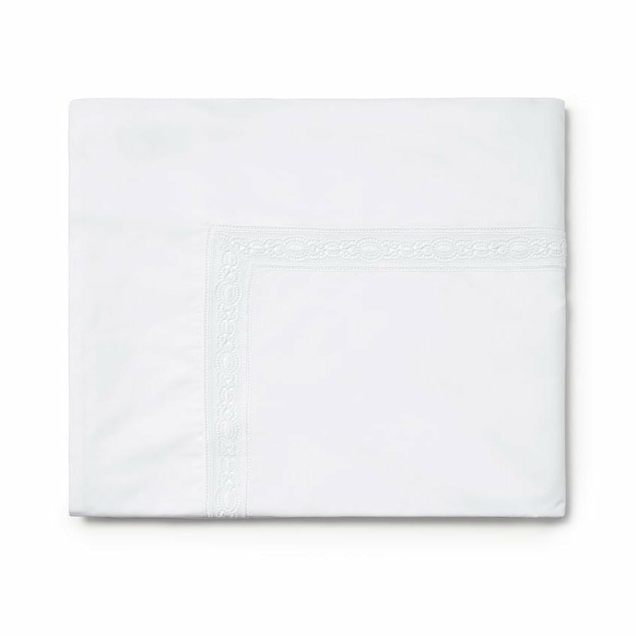 Sferra Giza 45 Lace Bedding Flat Sheet White Fine Linens
