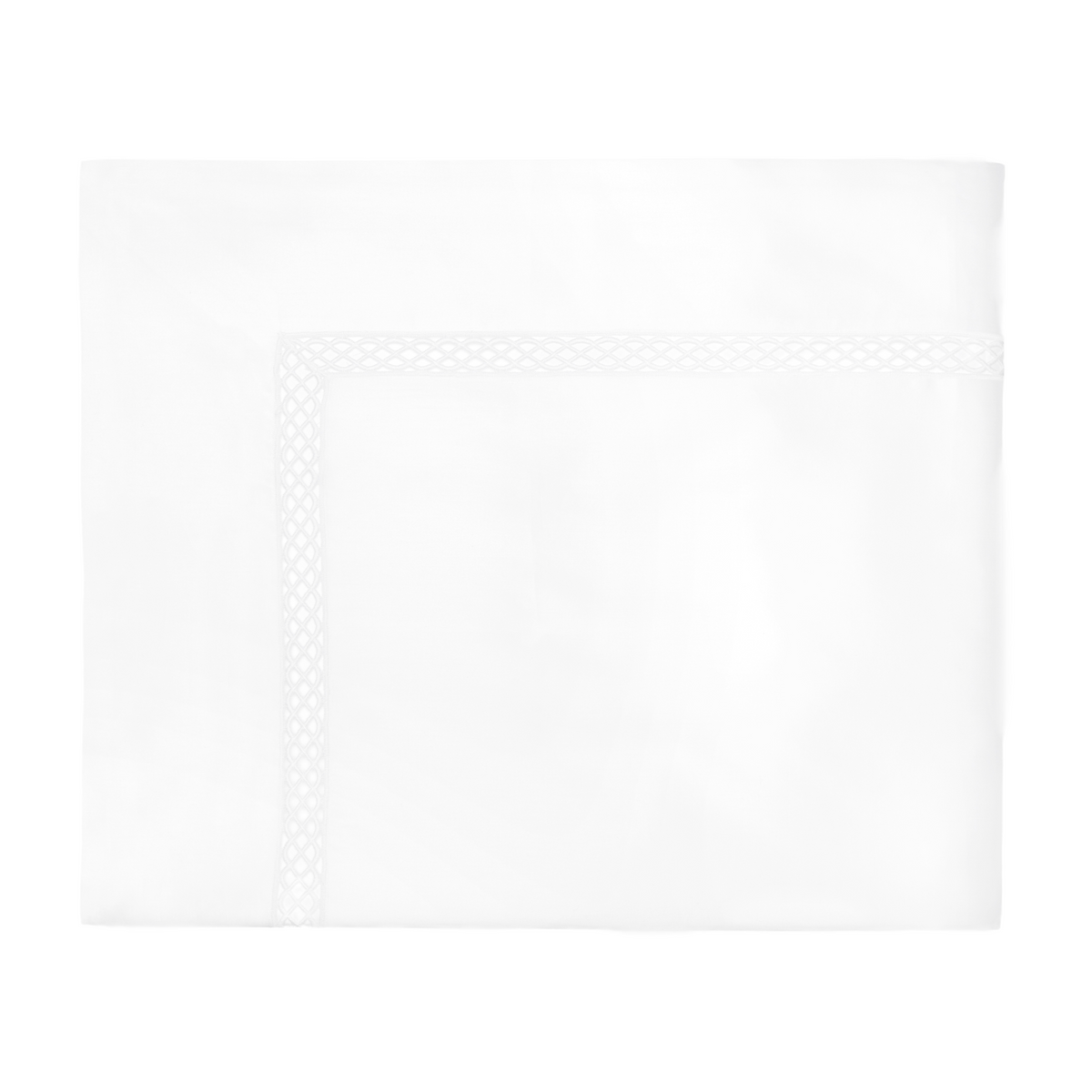 Sferra Giza 45 Ornato Bedding Folded Flat Sheet White Fine Linens