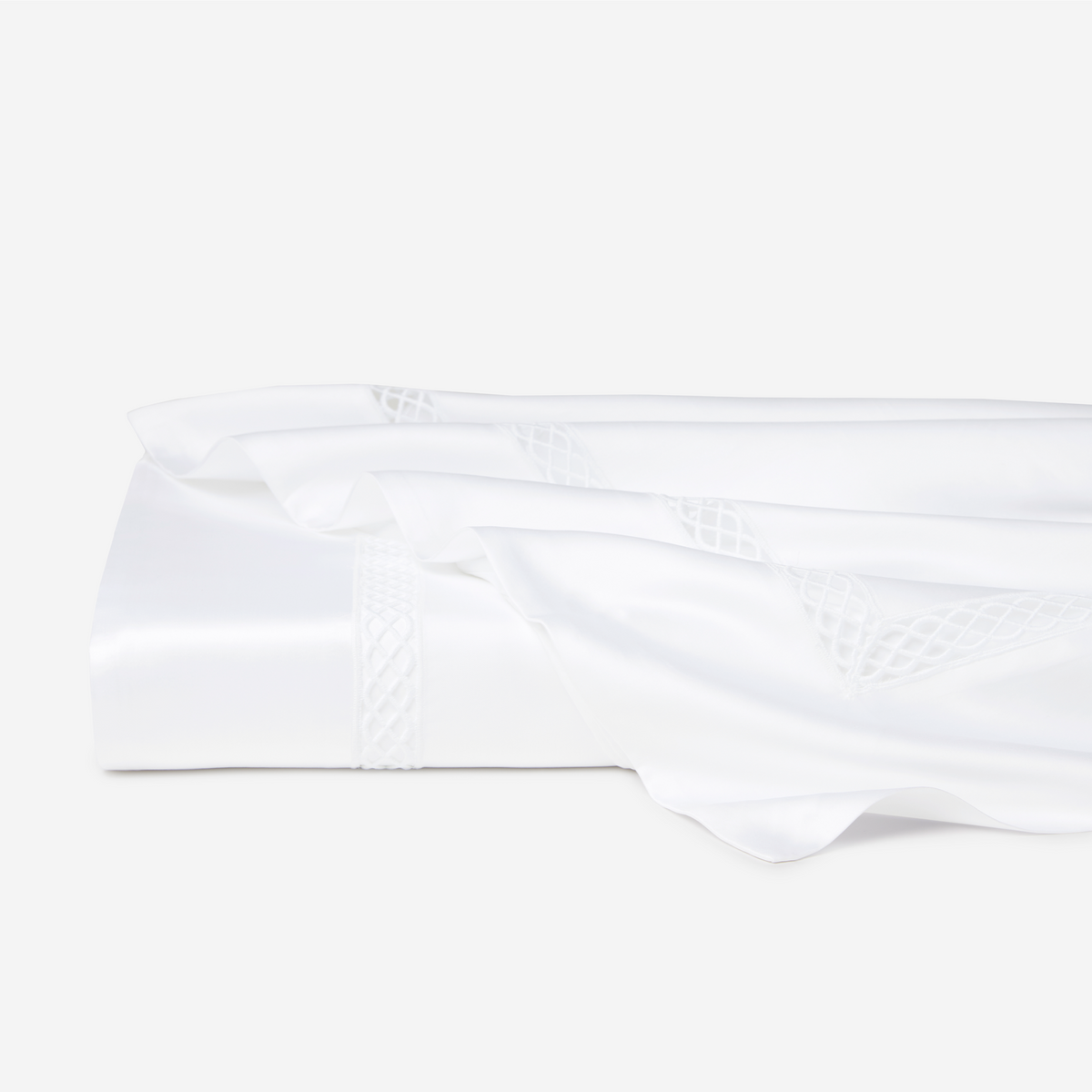 Sferra Giza 45 Ornato Bedding Flat Sheet White Fine Linens