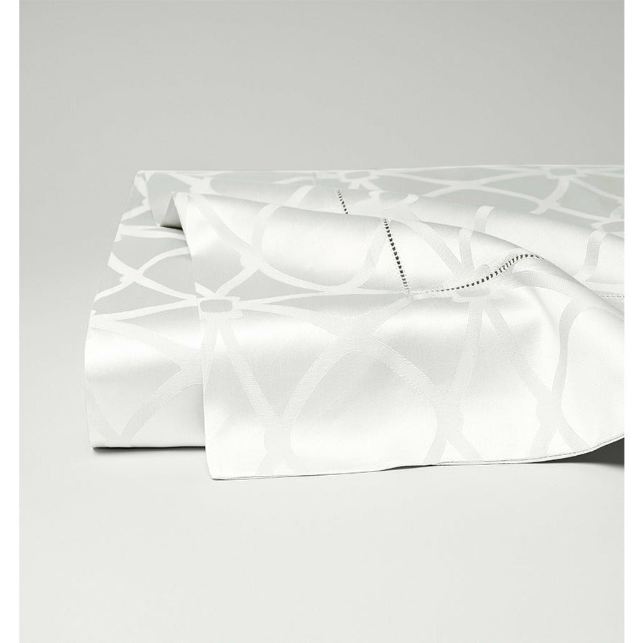 Sferra Giza 45 Porta Bedding Collection Flat Sheet Close Up White Fine Linens