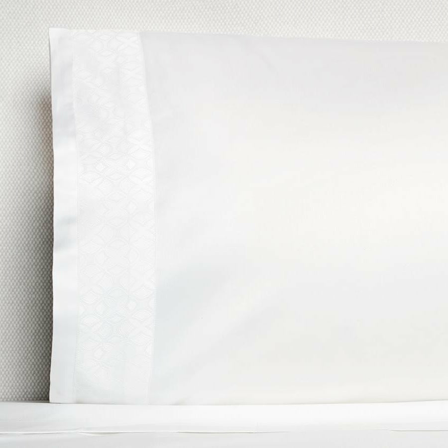Sferra Giza 45 Quatrefoil Bedding Pillowcase Corner White Fine Linens
