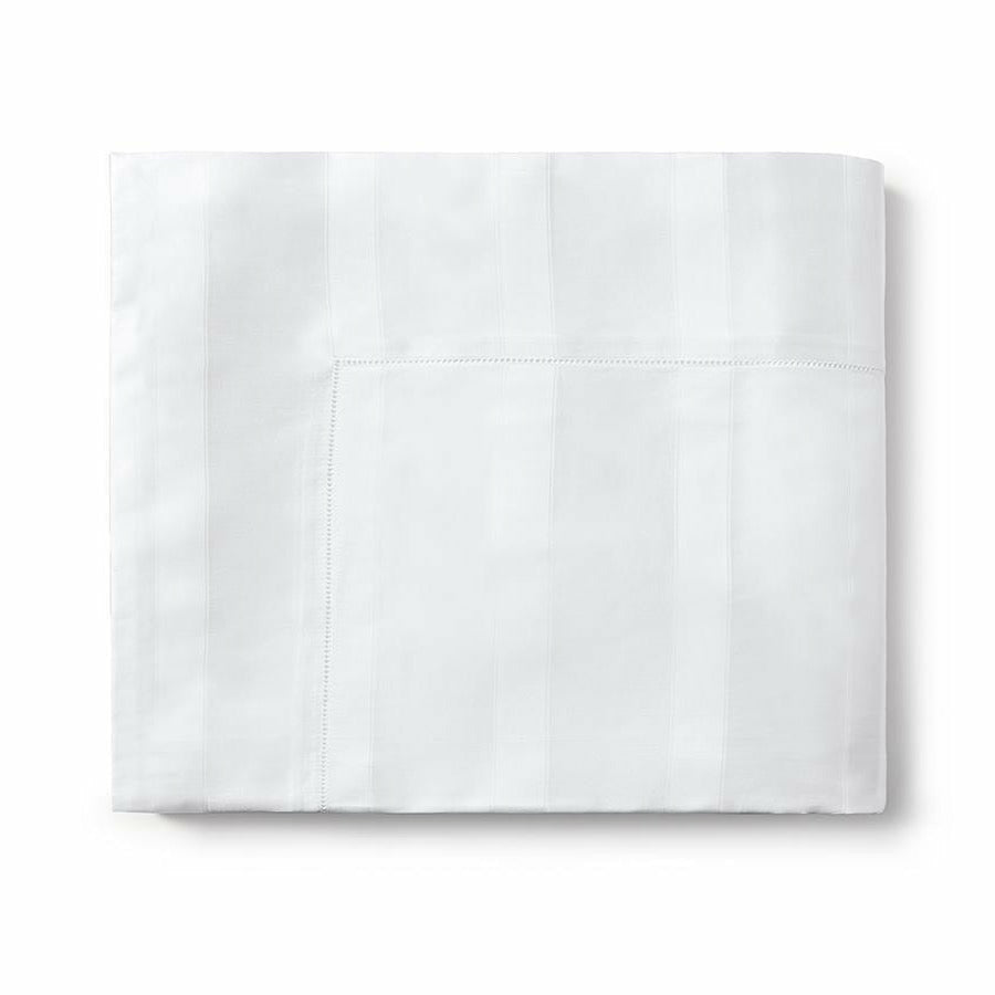Sferra Giza 45 Stripe Bedding Flat Sheet White Fine Linens